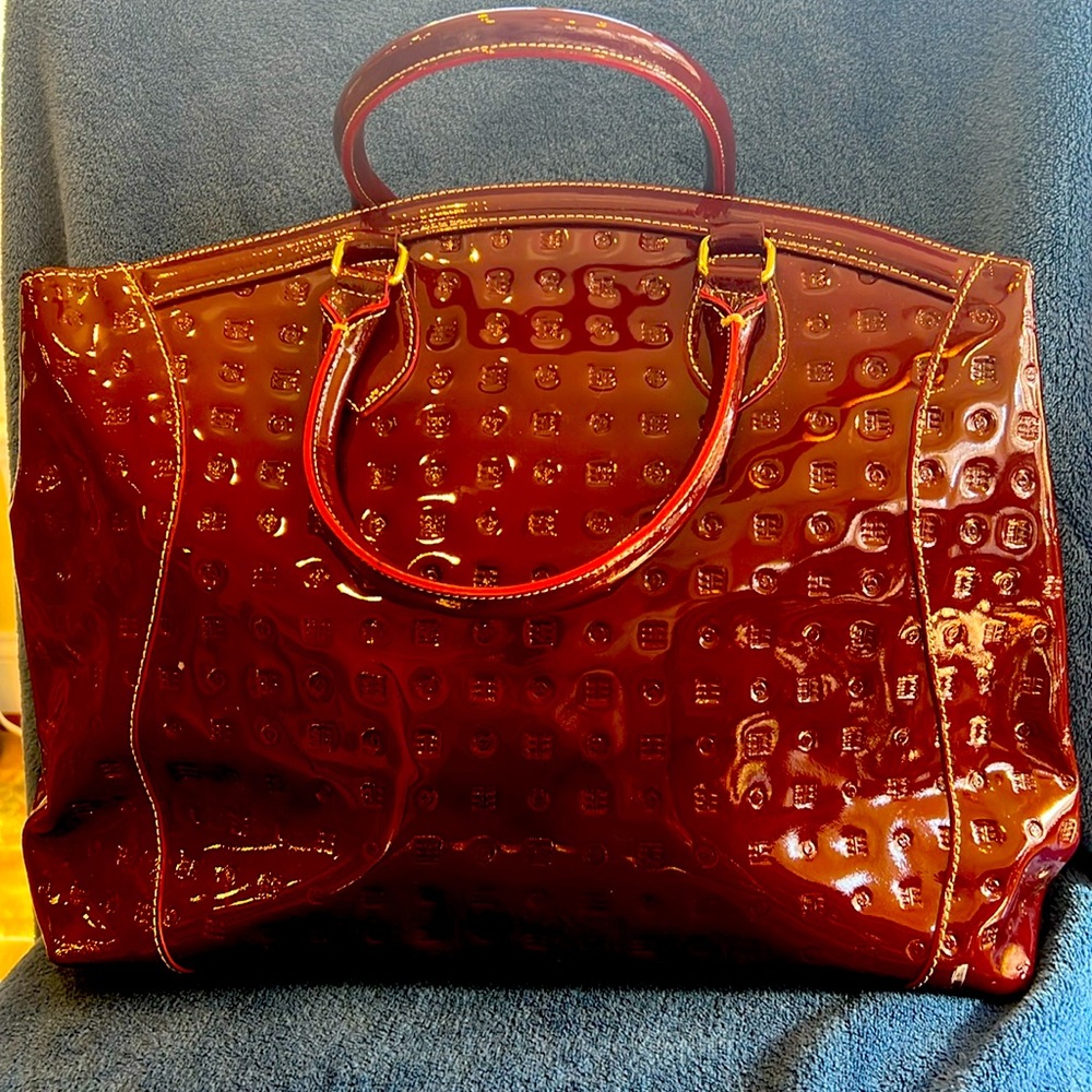 Arcadia oversized patent leather tote
